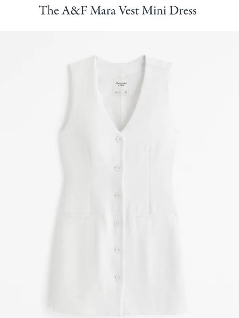 Abercrombie & Fitch Cream Sleeveless Button-Front Mini Dress